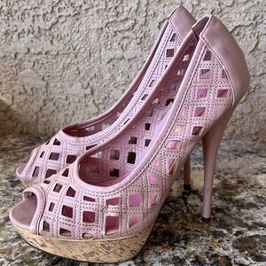 Privileged Pink Peep-Toe Platform Stilettos – Size 8